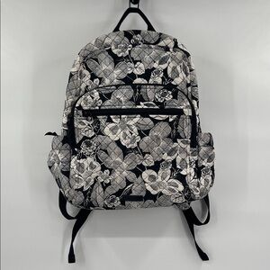 Vera Bradley Campus Bedford Bloom  Black and White Floral Bag Backpack